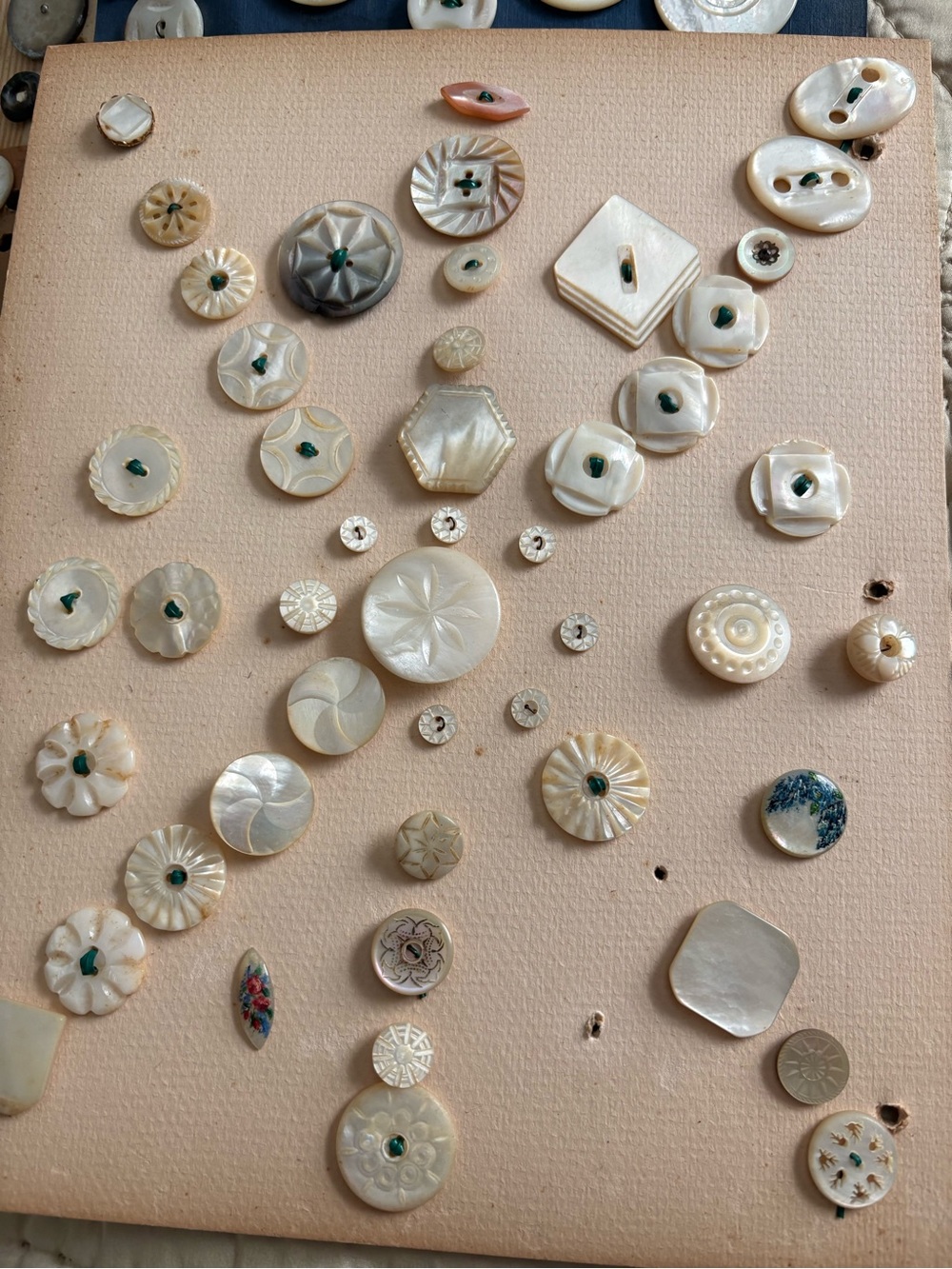 Vintage Mother-of-Pearl Button Art Panel - White